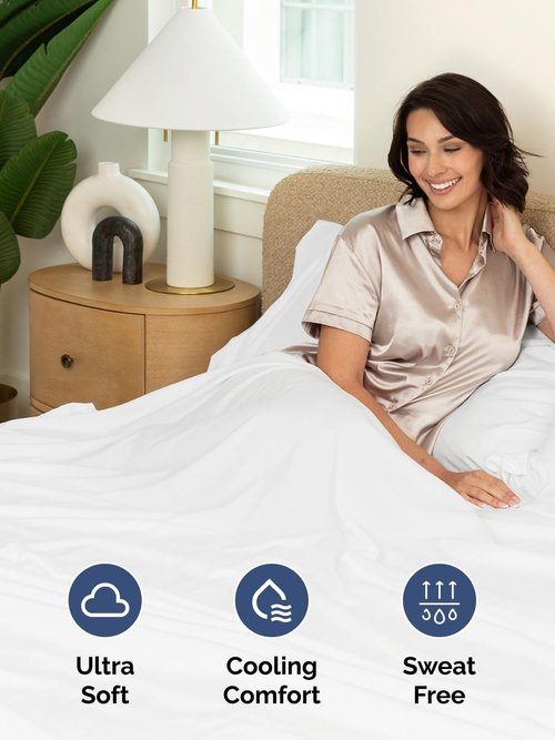 Extra Deep King Sheet Set by Comfy Hotel - 4-Piece Breathable Cooling Bed Sheets - Fits 18-24 Inch Mattresses - Ultra Soft, Wrinkle & Fade Resistant - Luxurious White Bedding