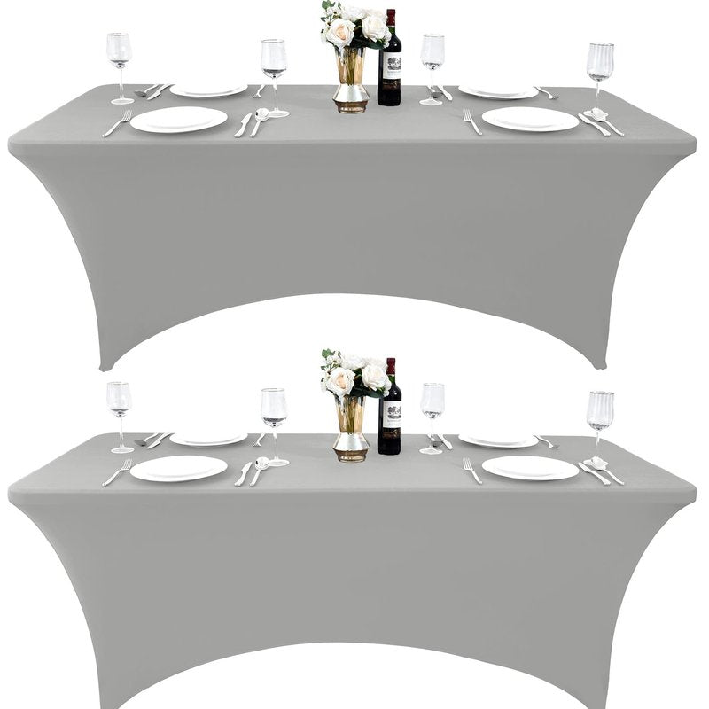 ZarzaaSik 116 6-Pack 8ft Spandex Table Covers for Rectangle Folding Tables - Washable Elastic Tablecloth - Ultimate Fitted Table Protector for Parties, Banquet, and Wedding