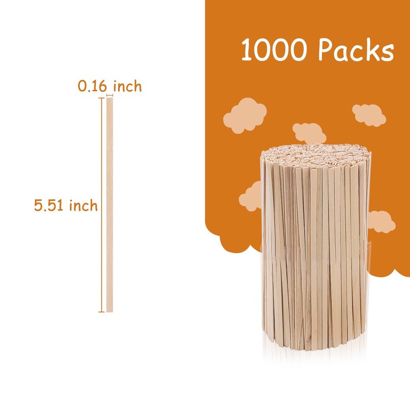 KTOJOY Wooden Coffee Stirrers, 1000 Disposable 5.5" Stir Sticks, for Coffee & Cocktails, Swizzle Drink Sticks, Coffee Bar Accessories