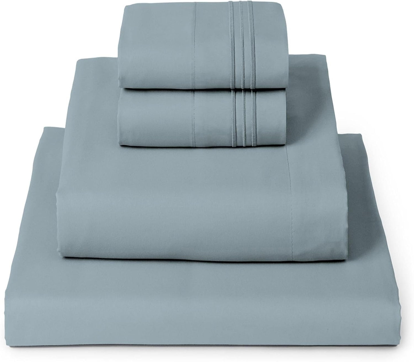 Mellanni Full Sheets Set - 4 PC Hotel Luxury Bedding - Extra Soft, Cooling, Wrinkle Resistant | Spa Blue