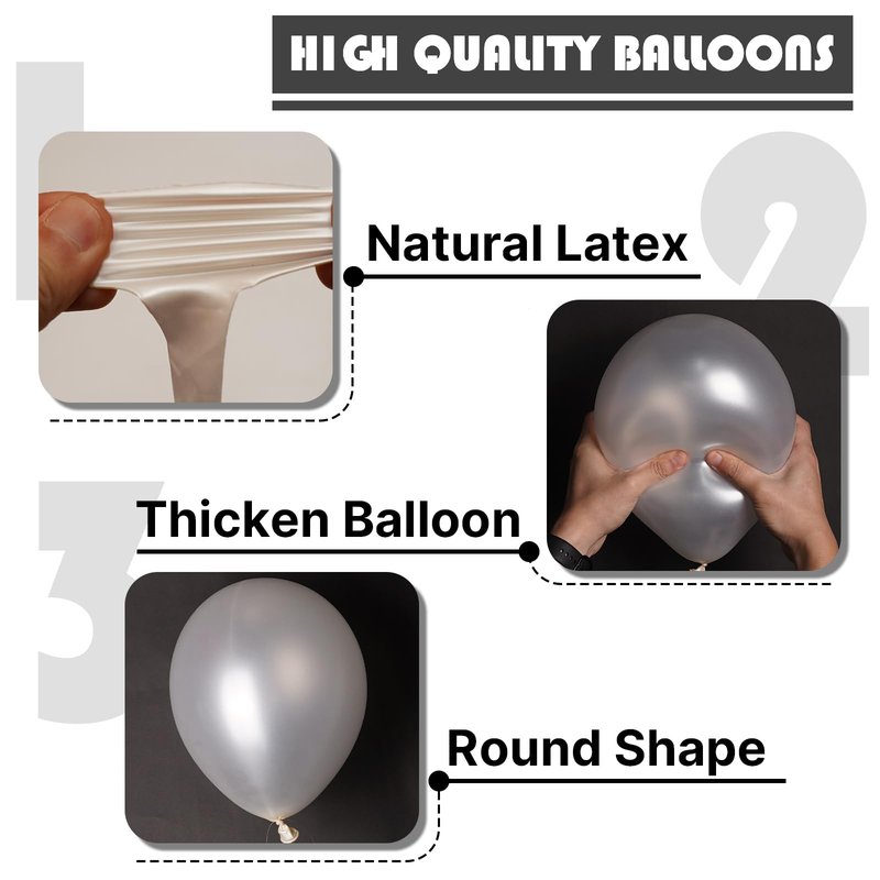 PartyWoo Pearl White Balloons 140pcs Different Sizes Pack of 18 12 10 5 Inch Metallic White Latex Balloon Arch Kit Garland for Wedding Graduation Baby Shower Birthday Party Decorations White-Z30