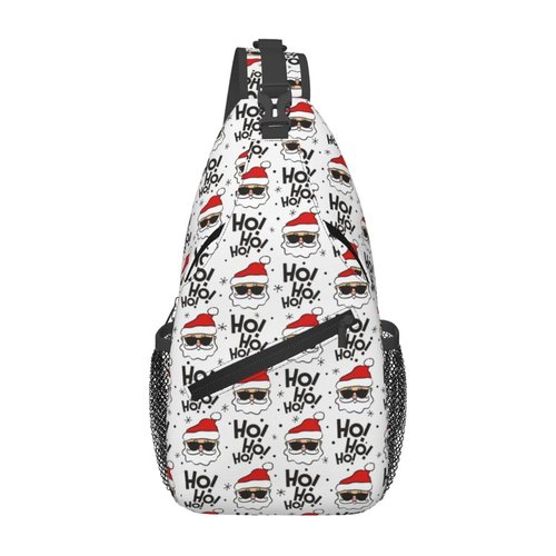 Christmas Santa Claus Sling Backpack For Women Men - Adjustable, Merry Xmas Daypack Gift