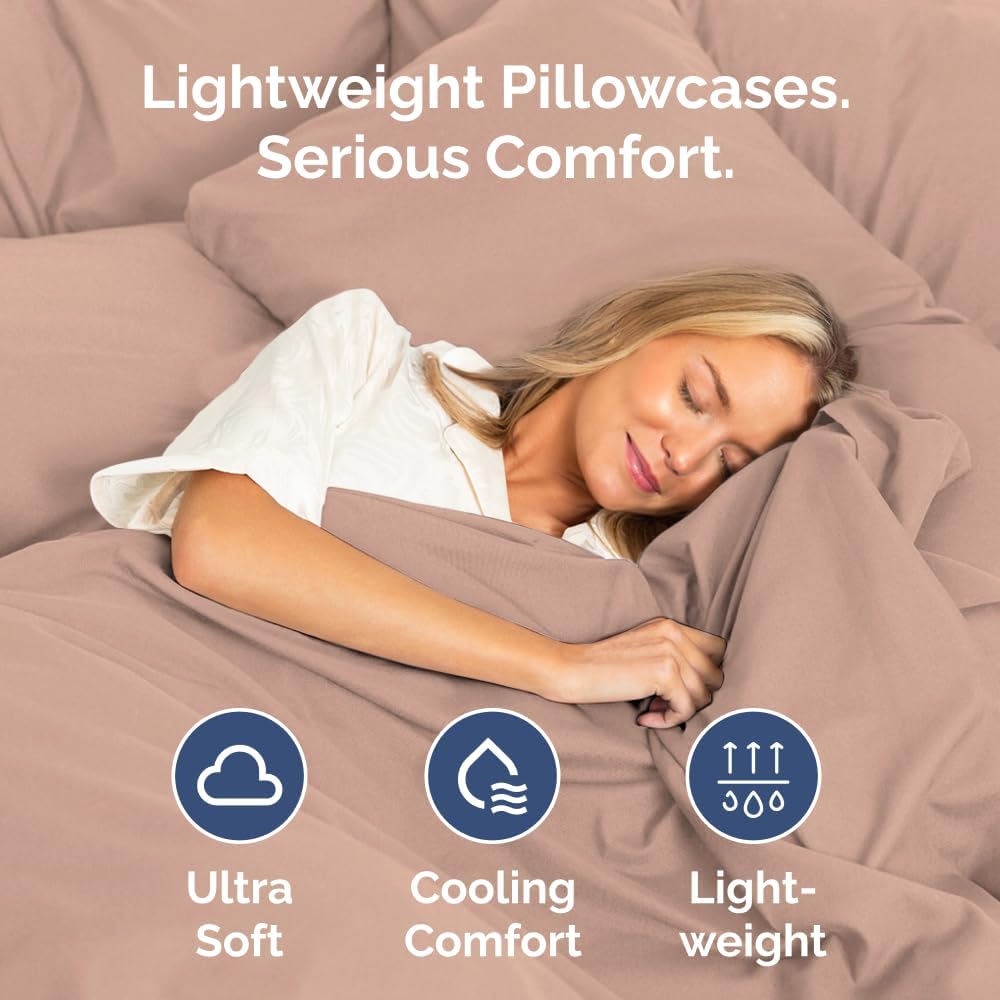 Skiennix Body Pillowcases Set of 4 | Soft 20x54 Long Pillow Covers for Side Sleepers - Cozy & Breathable (Mauve)