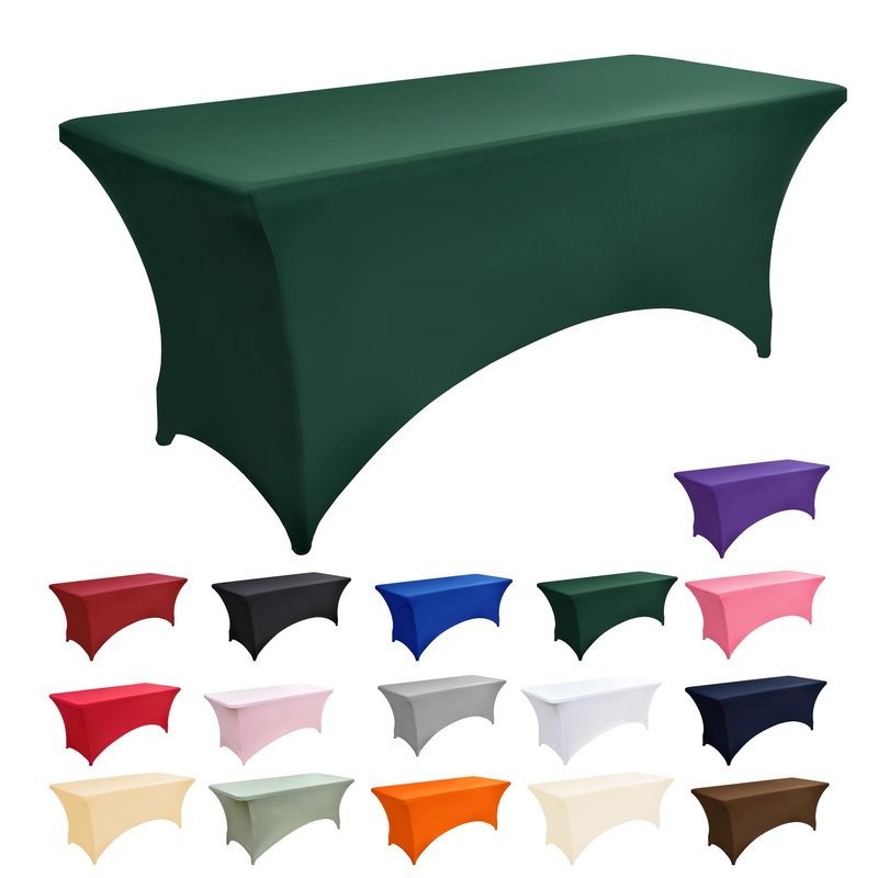 ZarzaaSik 2-Pack 6ft Spandex Table Covers for Rectangle Standard Folding Tables - Wrinkle Resistant Stretch Tablecloths - Ultimate Fitted Table Protector for Parties, Trade Shows, Banquet