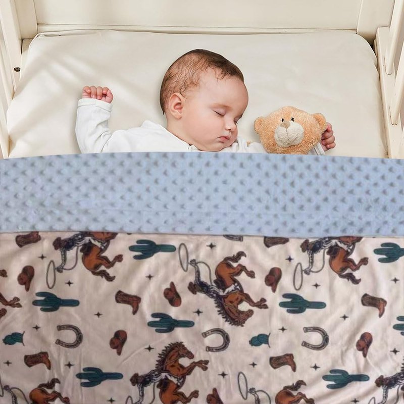 Baby Blanket for Boys Girls Super Soft Double Layer Minky with Dotted Backing Cute Cow Crib Receiving Blanket Bed Throws for Newborns Nursery Stroller Toddler 30 x 40 Inch (Western Cowboy)