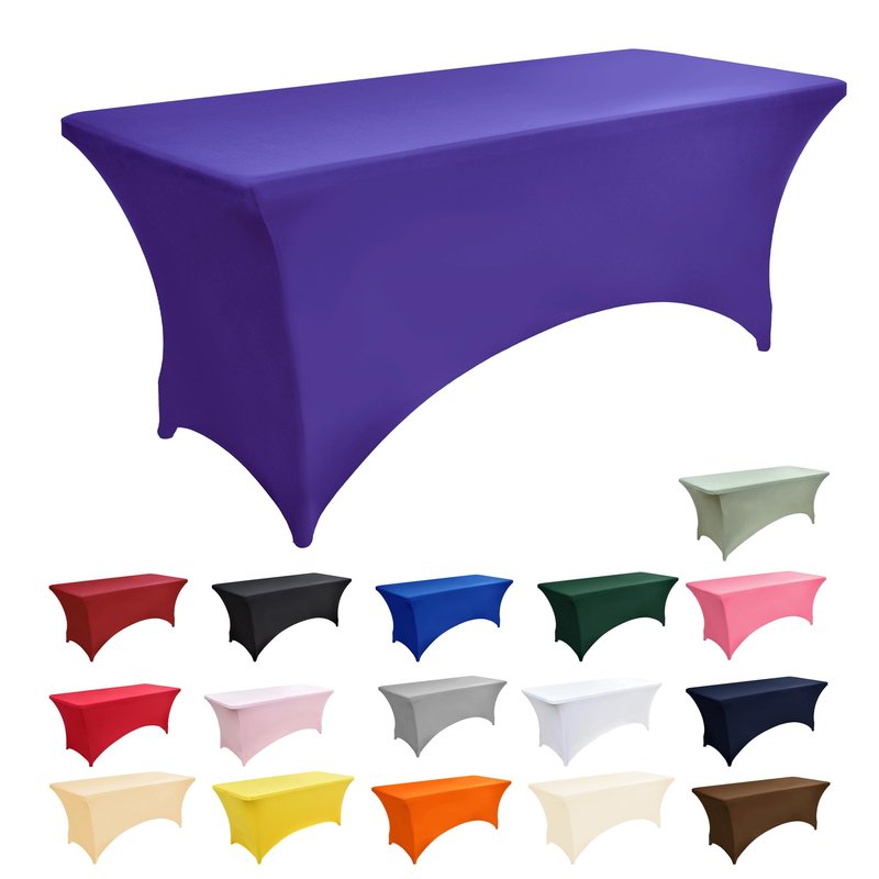 ZarzaaSik 10-Pack 8ft Spandex Table Covers for Rectangle Folding Tables - Washable Elastic Tablecloth - Ultimate Fitted Table Protector for Parties, Trade Shows, Banquet, and Wedding