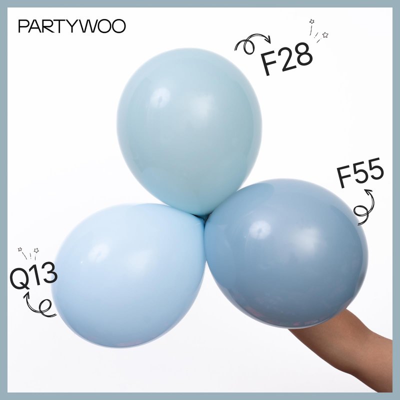 PartyWoo Dusty Blue Balloons 101pcs 12 Inch Slate Blue Boho Neutral Latex Helium Balloons for Baby Shower Gender Reveal Wedding Anniversary Graduation Cat Tornado Birthday Party Decorations Blue-F55