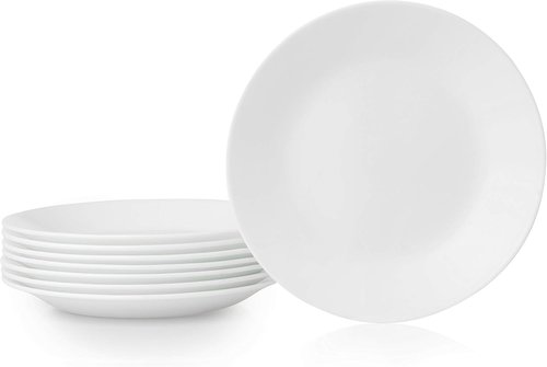 Corelle Vitrelle 8-Piece Salad Plates Set - Chip Resistant, Lightweight, Winter Frost White, 6.75-Inch