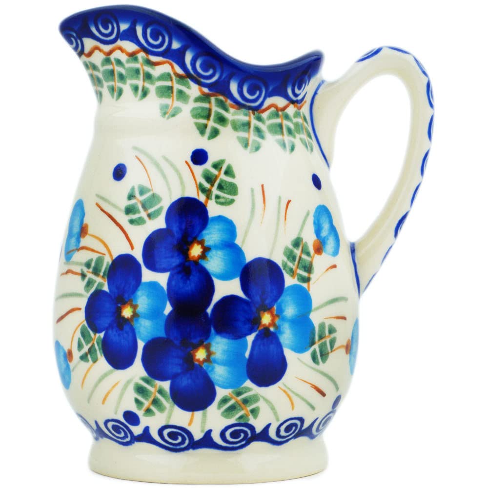 Polmedia Polish Pottery Mug 11 oz - Pansy Morning Pattern Handmade in Boleslawiec Poland by Ceramika Bona + Certificate of Authenticity