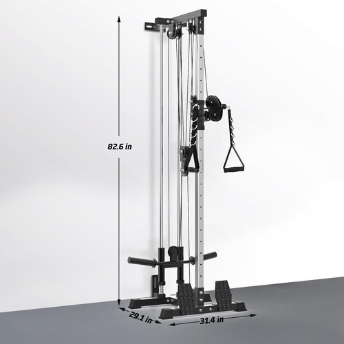 GarveeLife Wall Mount Cable Machine,LAT Power Cable Machine, LAT Pull Down and LAT Row LAT Tower,Cable Crossover Machine with 20 Positions,LAT Pulldown Machines for Home Gym Total Body Training,Black