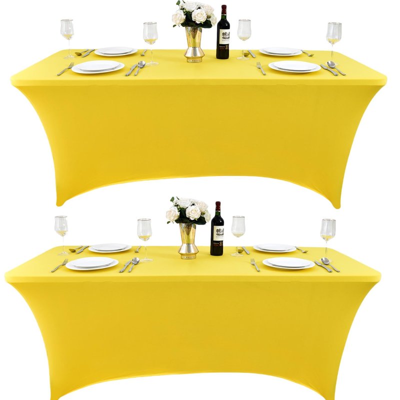 ZarzaaSik 10-Pack 8ft Spandex Table Covers for Rectangle Folding Tables - Washable Elastic Tablecloth - Ultimate Fitted Table Protector for Parties, Trade Shows, Banquet, and Wedding