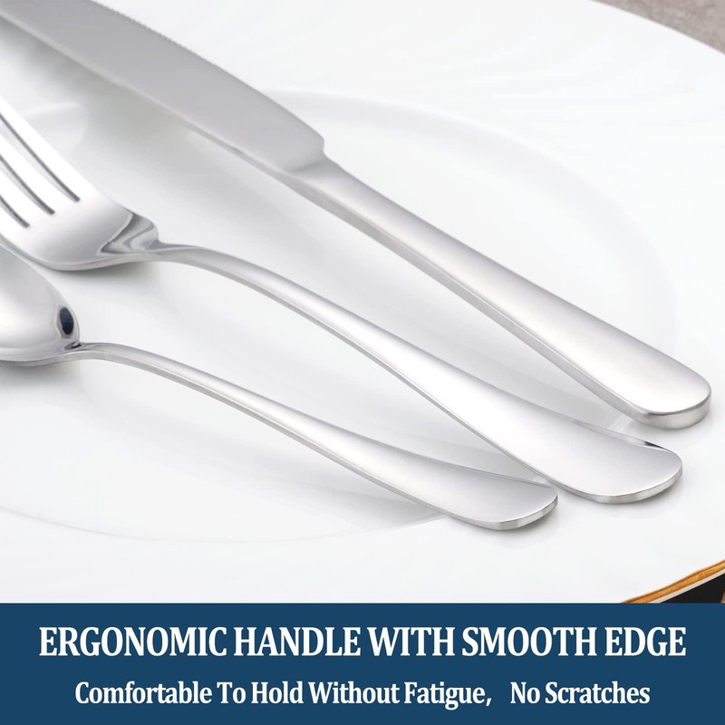 12 Piece Dinner Forks Set, Food-Grade Stainless Steel Silverware Forks, Cutlery Fork, Metal Fork for Home, Kitchen or Restaurant, Mirror Polished, Dishwasher Safe - 8 Inch