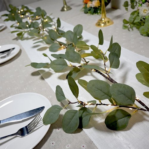 Eucalyptus Garland with Lights - 6.56FT, 96 LEDs, 8 Modes, Battery Operated | Spring Greenery Decor