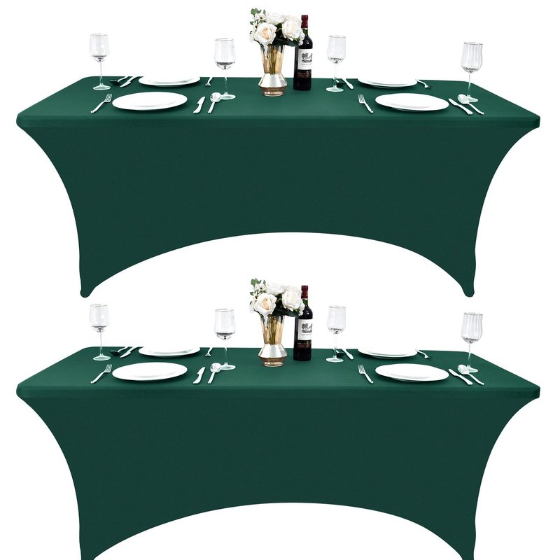ZarzaaSik 2-Pack 6ft Spandex Table Covers for Rectangle Standard Folding Tables - Wrinkle Resistant Stretch Tablecloths - Ultimate Fitted Table Protector for Parties, Trade Shows, Banquet