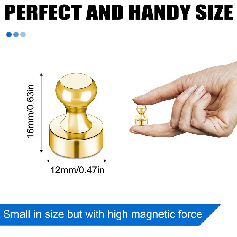 LOVIMAG 30 PCS Refrigerator Magnets, Gold Fridge Magnets Small Strong Neodymium Magnet for Whiteboard, Metal Push Pin Magnet Ideal for Adults, Kitchen, Office, School