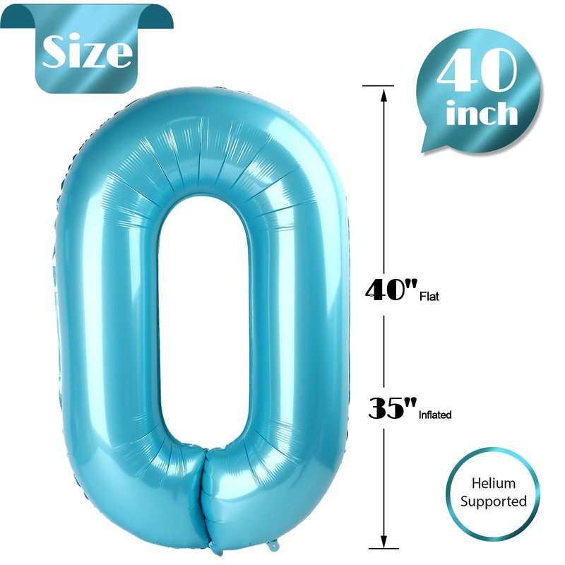Pearlescent Blue Number 19 Balloon 40 inch, 19 Number Balloons, 19th Birthday Decorations, 19 Year Old Women Men Pearlescent Blue Party Supplies