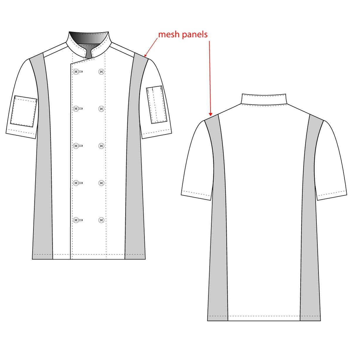 Chef Code Cool Breeze Side Vent Chef Coat (Charcoal, M)