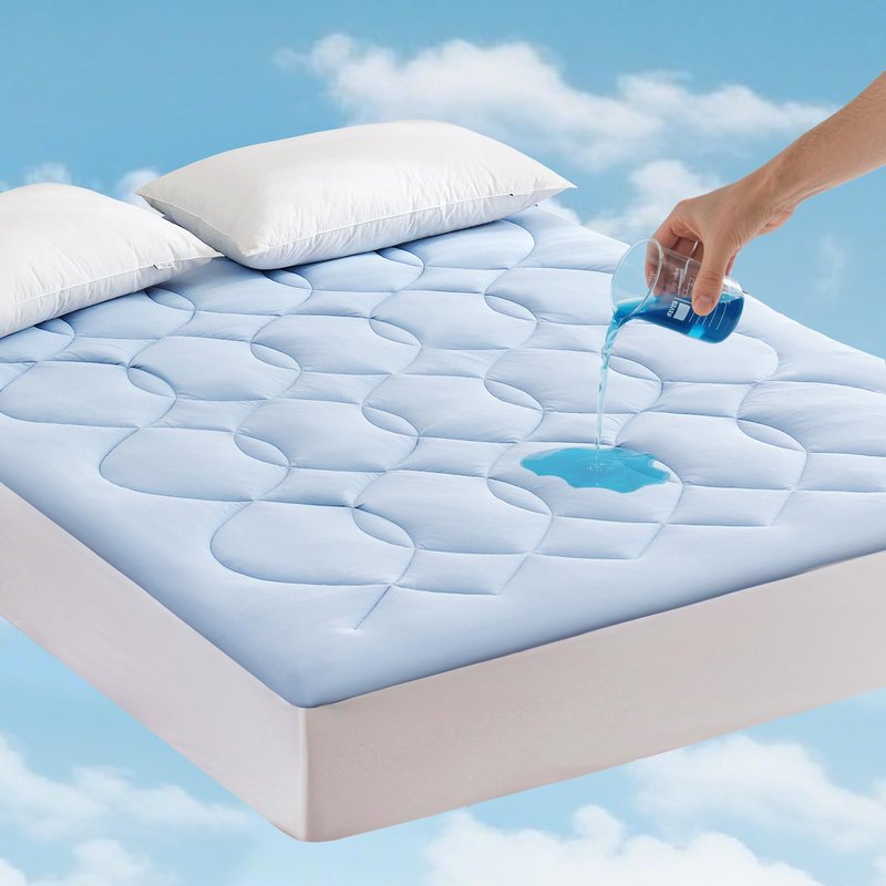 Friendriver King Size Cooling Mattress Pad Waterproof Mattress Topper for Hot Sleepers - Soft Breathable Mattress Cover with 8"-21" Deep Pocket (78×80",Blue)