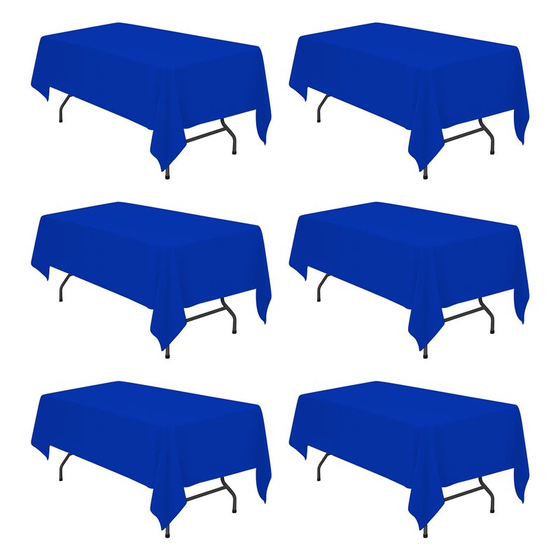 BRILLMAX 6 Pack Royal Blue Tablecloths 60 x 102 Inch for 6ft Rectangle Tables - 150 GSM Polyester Fabric, 15" Standard Drop, Water, Stain & Wrinkle Resistant Cloth Cover for Wedding Dining Buffet