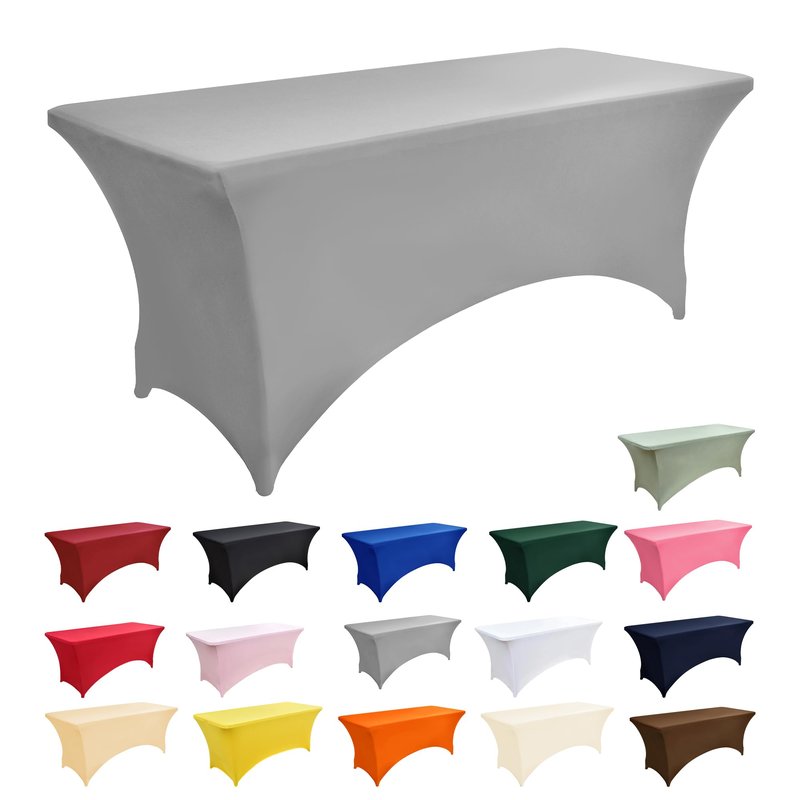 ZarzaaSik 116 6-Pack 8ft Spandex Table Covers for Rectangle Folding Tables - Washable Elastic Tablecloth - Ultimate Fitted Table Protector for Parties, Banquet, and Wedding