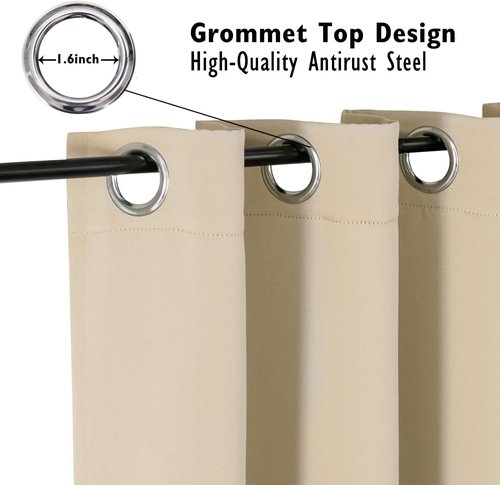 ChrisDowa Blackout Curtains - Thermal Insulated Grommet Room Darkening Panels, 95 Inch Long | Biscotti Beige, 2 Panels Set