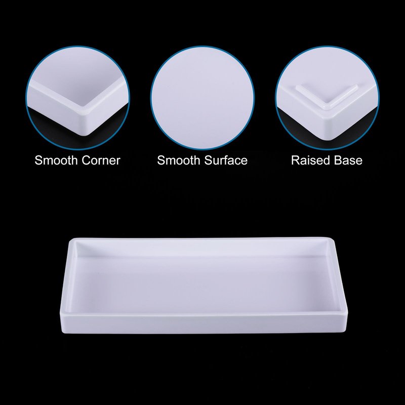 PATIKIL 15x11 Fast Food Tray, Plastic Reusable Multi-Purpose Rectangle Serving Tray Smooth Surface for Restaurant Home Kitchen, White