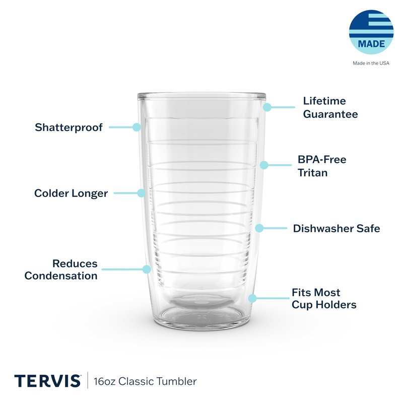 Tervis Palm Tree & Hammock Scene Made in USA Double Walled Insulated Tumbler Cup Keeps Drinks Cold & Hot, 16oz - 4pk, Unlidded