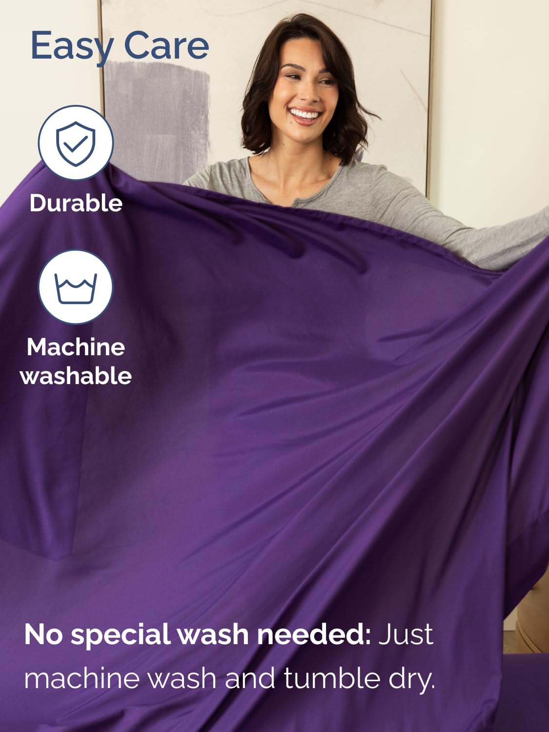 Skiennix Extra Deep Split King Sheet Set - 7 Piece Breathable Cooling Bedding - Soft Wrinkle-Free Purple