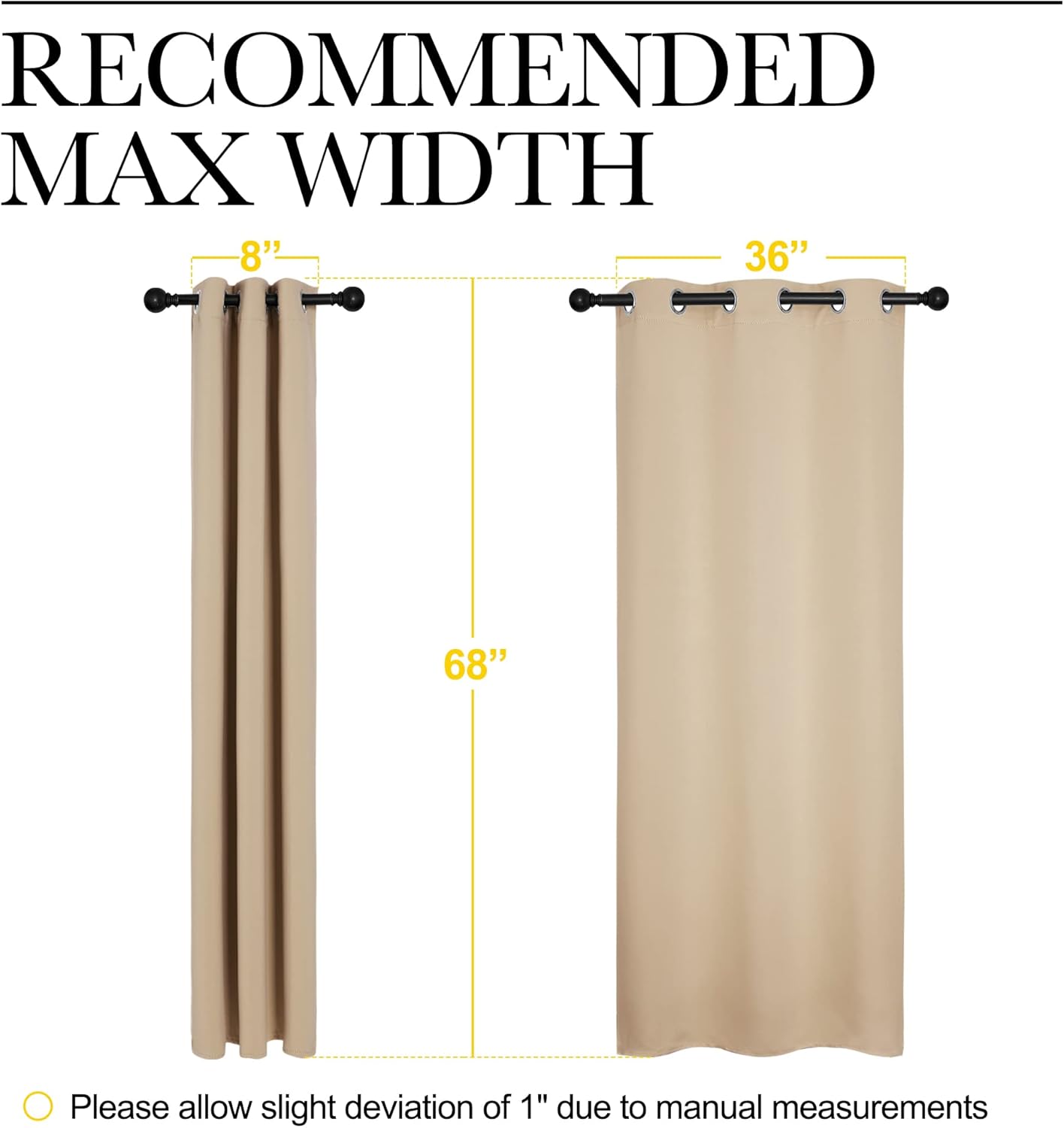 NICETOWN Room Darkening Curtain Panels - Thermal Insulated Grommet Drapes for Windows | Biscotti Beige, 2 Panels, W42 x L68-Inch