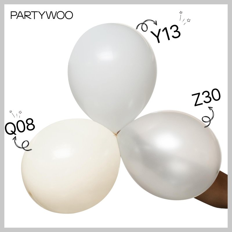 PartyWoo Pearl White Balloons 140pcs Different Sizes Pack of 18 12 10 5 Inch Metallic White Latex Balloon Arch Kit Garland for Wedding Graduation Baby Shower Birthday Party Decorations White-Z30