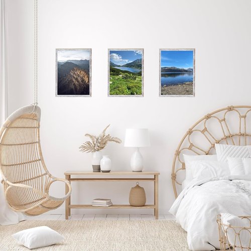 JCJMY 12x17 Rustic White Picture Frame - Versatile Wall Mounting for Horizontal or Vertical Display