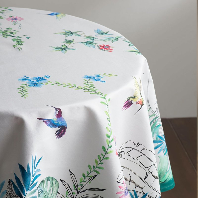 Maison d' Hermine Table Cloth Round Table 100% Cotton 69 Round Inches Tablecloth Reusable Decorative for Dining Kitchen Room Farmhouse Home Gifts for Mothers Day Spring Summer - Tropiques