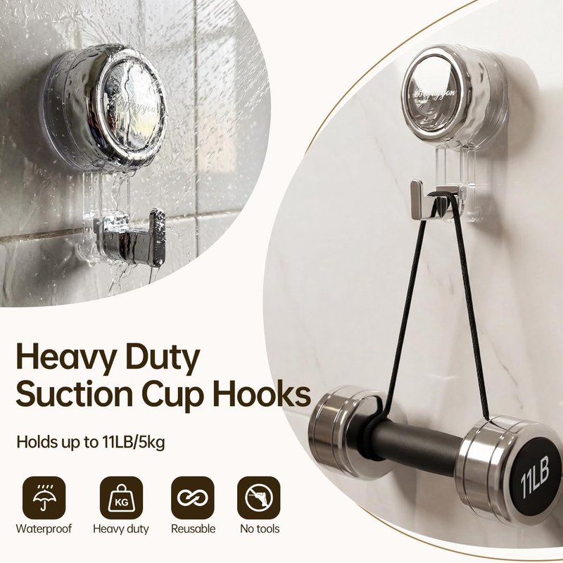 Nicespce Heavy Duty Suction Cup Hooks, Strong Suction Hanger for Wreath, Shower, Window & Glass Door. Waterproof Outdoor Hooks for Bathroom Wall Hanging - Removable, No Drilling