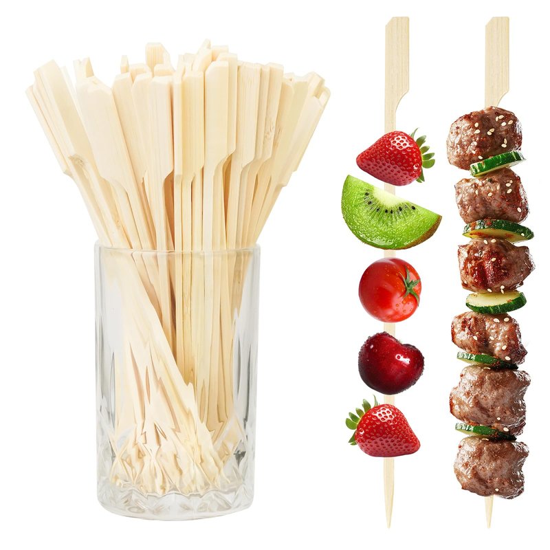 100PCS Cocktail Picks, Fancy Picks for Appetizers, Decorative Skewers for Appetizers Drinks Party Fruit, 7 Inch Long Wooden Bamboo Paddle Food Sticks Charcuterie Boards Accessories