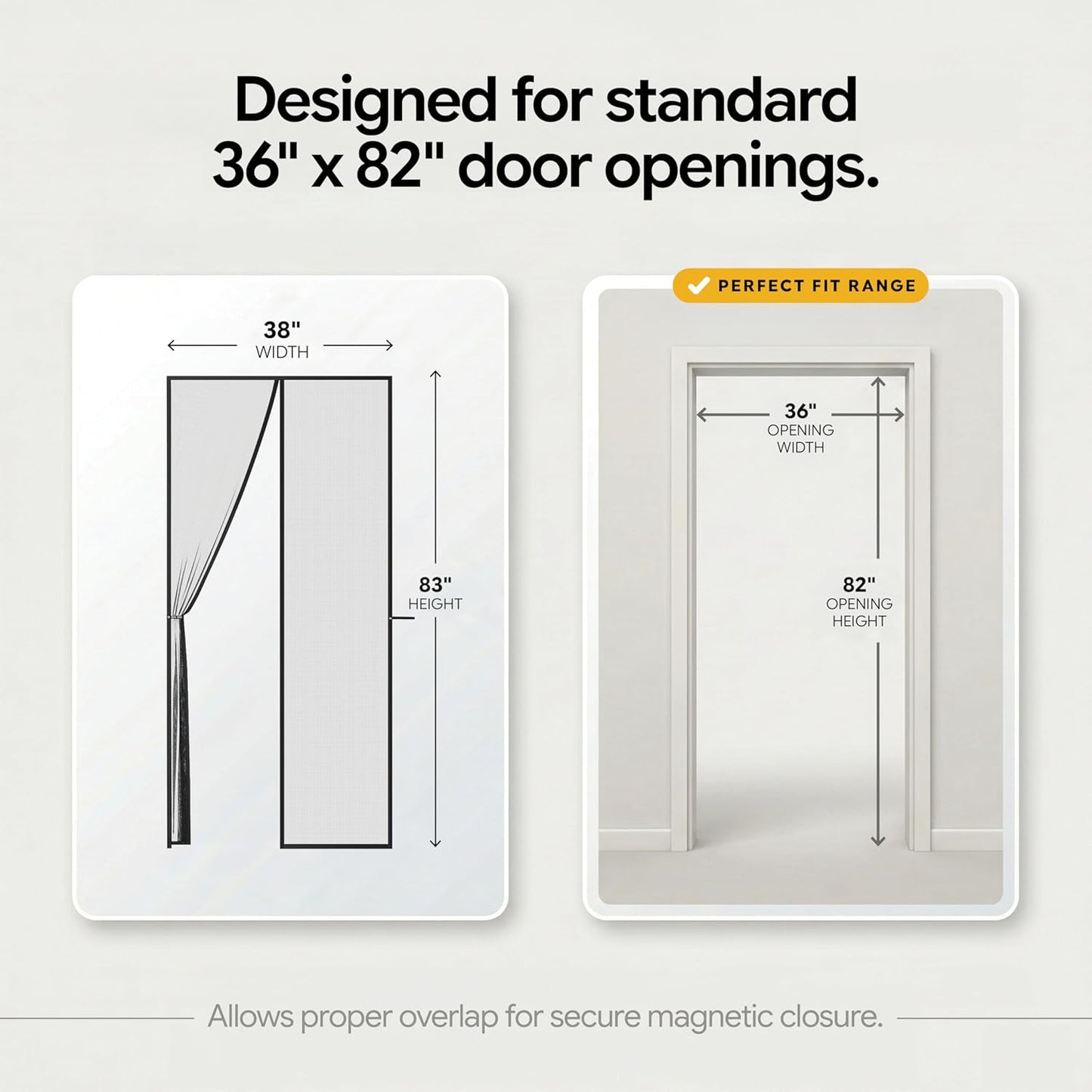 AUGO Magnetic Screen Door - Heavy Duty, Self-Sealing Mesh Keeps Bugs Out - 38" x 83" - Pet & Kid Friendly