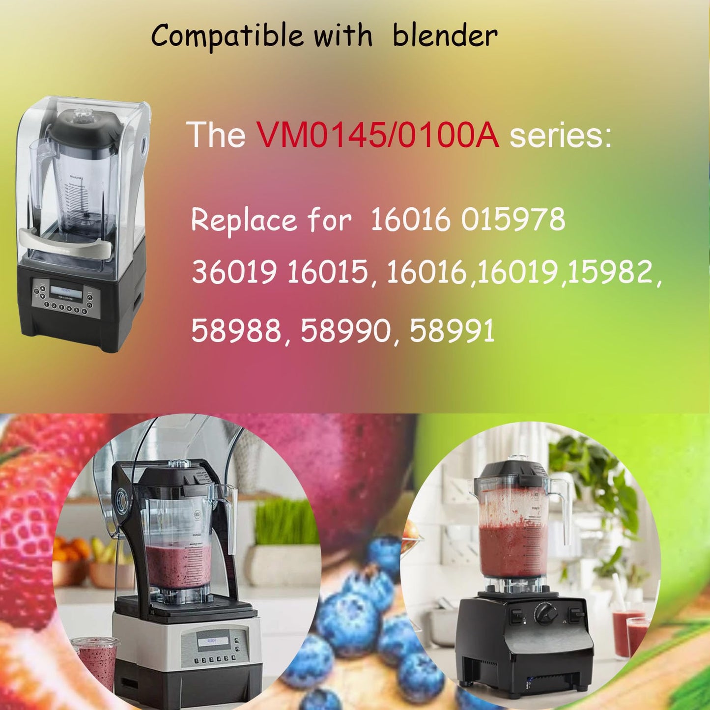 Blender Pitcher 48oz, Compatible with Vit VM0145 VM0100A 36019 16016 15978 Commercial etc, Blender Pitcher Container Jar Cup,5 Years Warranty