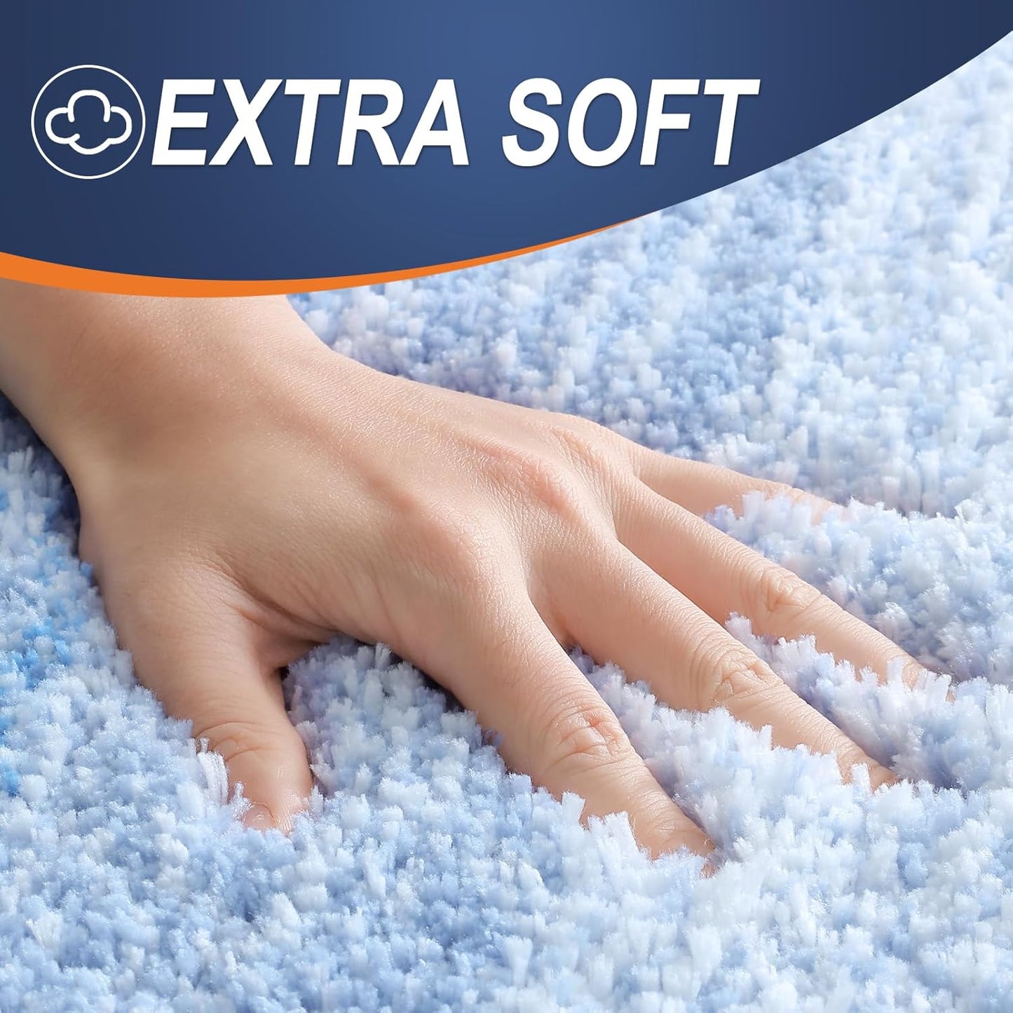 OLANLY Small Bathroom Rugs - Extra Soft Microfiber Mat with Rubber Backing | Quick Dry, Washable, Light Blue 24x16