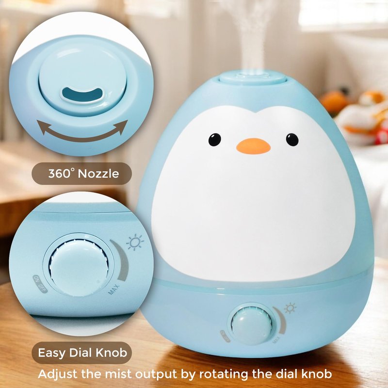 Earnest Living Baby 3-in-1 Cool Mist Humidifier with Essential Oil Diffuser + Nightlight, BPA Free Phenol Free Humidifier for Kids Bedroom, Nursery + Large Rooms, Whisper-Quiet, Auto Shut Off