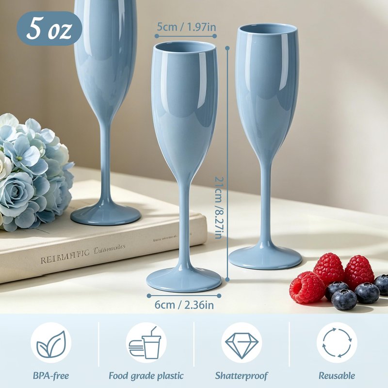 LEYIQU Plastic Champagne Flutes, Acrylic Glasses Goblets Cups Toasting Shatterproof Reusable Flute, for Wedding Party Dinner Mimosa Bar Anniversary Birthday (48, Hot Pink)