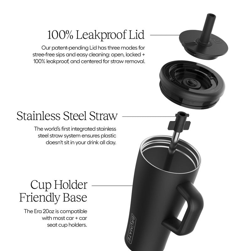 BrüMate Era 20 oz Tumbler with Handle and Straw | 100% Leakproof Insulated Tumbler with Lid and Straw | Made of Stainless Steel | Cup Holder Friendly Base | 20oz (Guava)