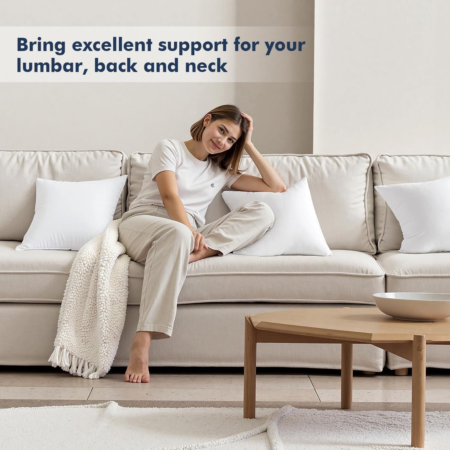 MIULEE Throw Pillow Inserts - 100% Virgin Fiber Filling, Pack of 2 | 16x24 Inch for Bed & Couch