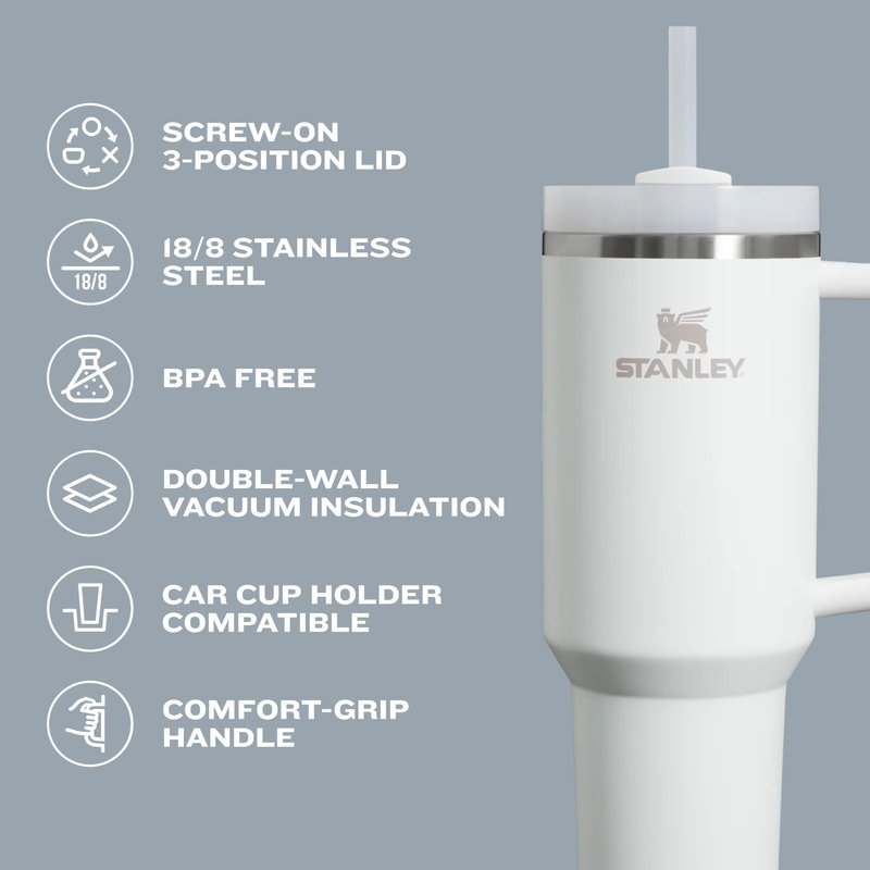 Stanley Quencher H2.0 Tumbler with Handle and Straw 30 oz | Flowstate 3-Position Lid | Cup Holder Compatible for Travel | Insulated Stainless Steel Cup | BPA-Free | Vivid Violet