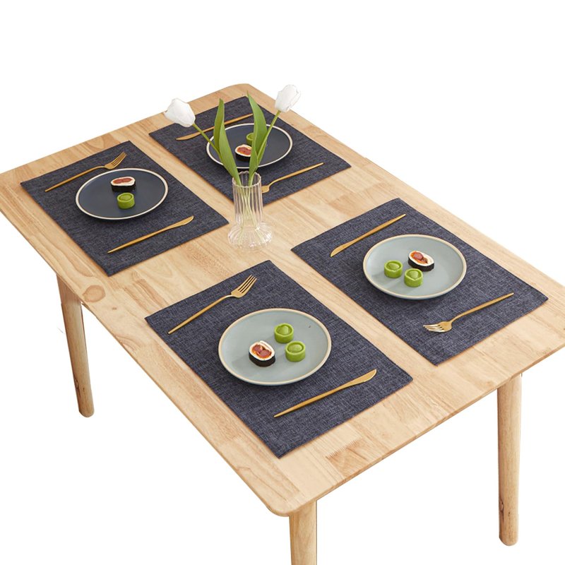 Linen Placemats Set of 4-12“ x 18”-Easy Clean Placemats and Table Mats,Heat-Resistant and Non Slip Dining Placemats,Suitable for Indoor and Outdoor,Durable Rectangular Linen Table Mats(4, Carbon Gray)