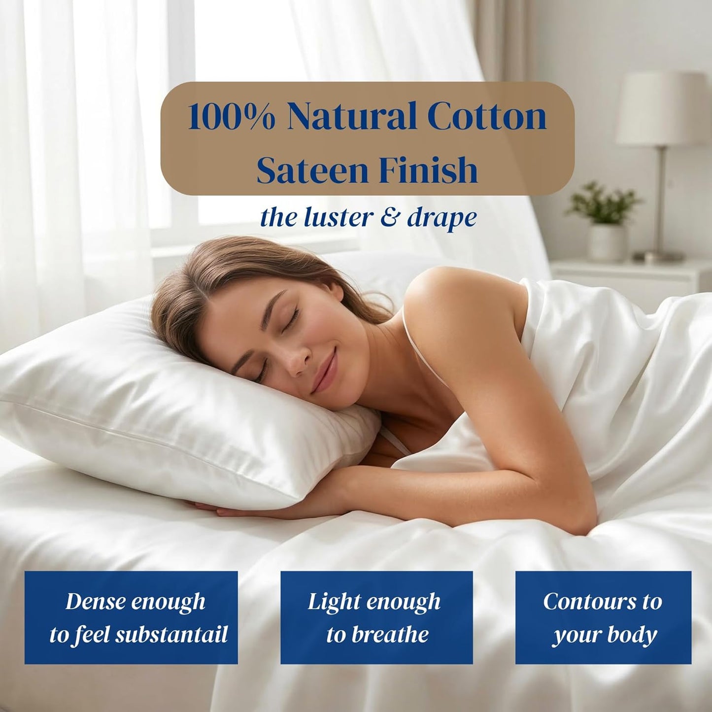 Beckham Hotel Collection Queen Sheets Set - 100% Cotton Sateen, Silky Smooth & Soft, 16” Deep Pocket | White