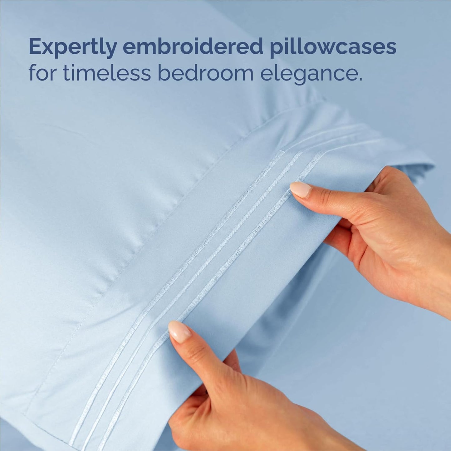 King Size 4 Piece Sheet Set - Comfy Cooling Bed Sheets for Luxury Sleep - Deep Pockets, Easy-Fit, Sky Blue