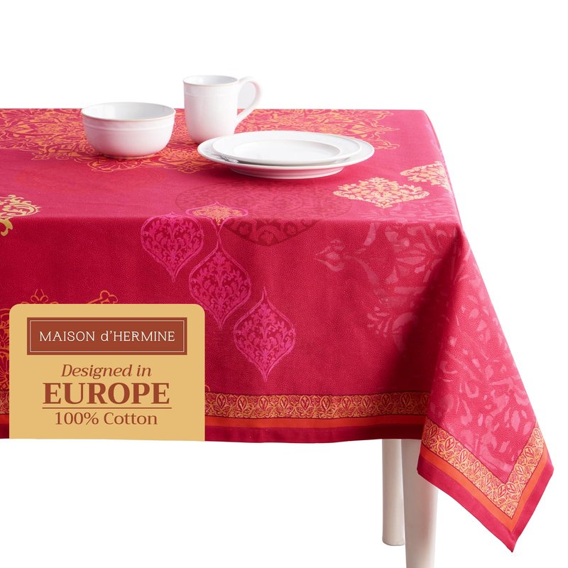 Maison d' Hermine Table Cloth Rectangle Table 100% Cotton 60 x 108 Inches Fall Tablecloth Reusable Everyday Use for Thanksgiving Christmas Decorations Dining Farmhouse Party (Versailles)