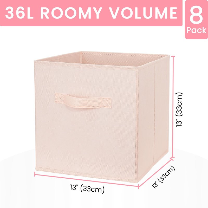 Criusia Storage Cubes - 13 Inch Heavy Duty Fabric Storage Bins for Shelves Closet Cube Organizer - 8 Pack Collapsible Cube Storage Bins Baskets for Clothes Blankets Toys - Nursery Organization