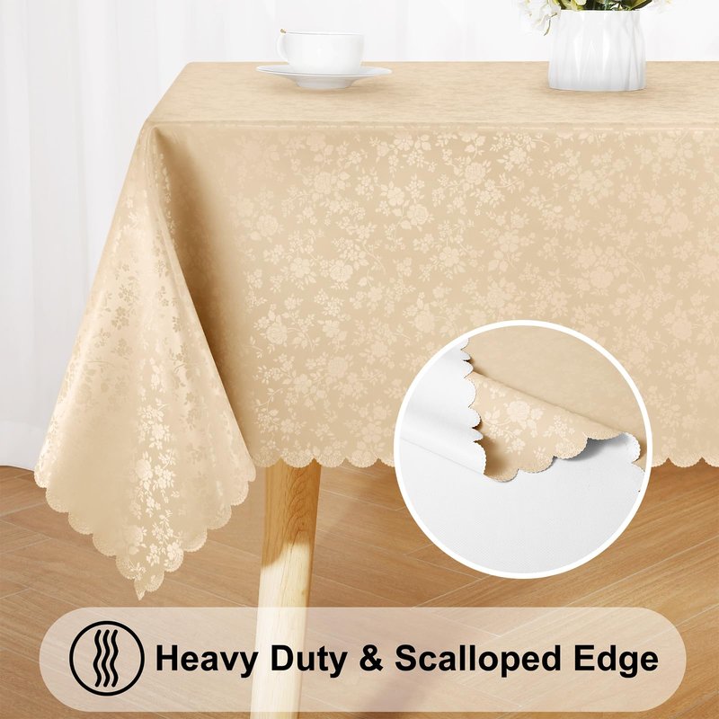 Smiry Rectangle Table Cloth, Waterproof Heavy Duty Vinyl Tablecloths, Wipeable Washable Table Cover for Kitchen and Dining Room (Champagne, 60" X 120")