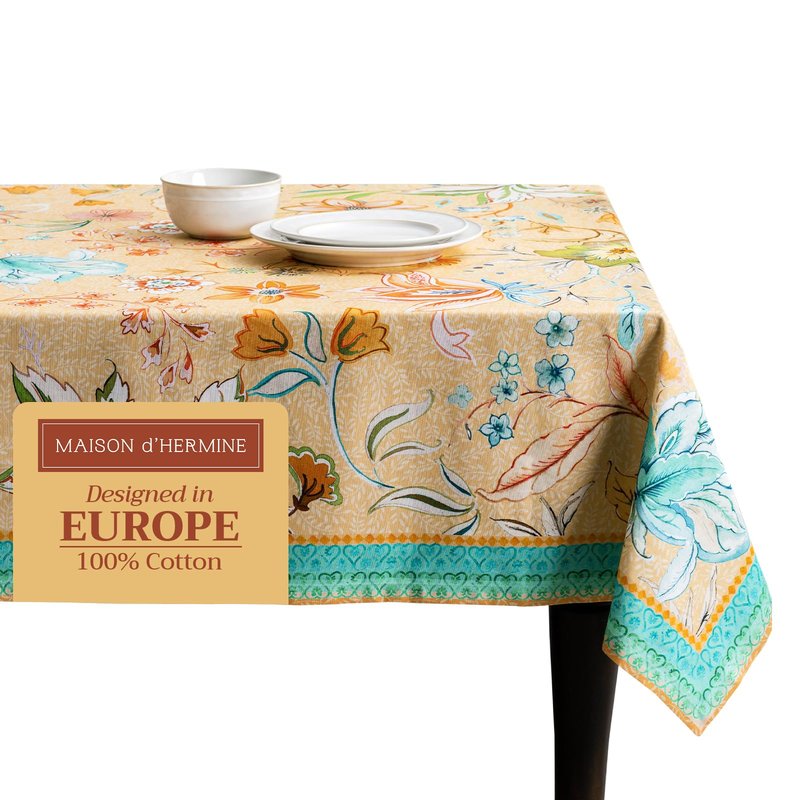 Maison d' Hermine Table Cloth Rectangle Table 100% Cotton 70 x 108 Inches Tablecloth Reusable Decorative for Dining Kitchen Farmhouse Home Gifts for Mothers Day Spring Summer - Luxury Loft - Peach