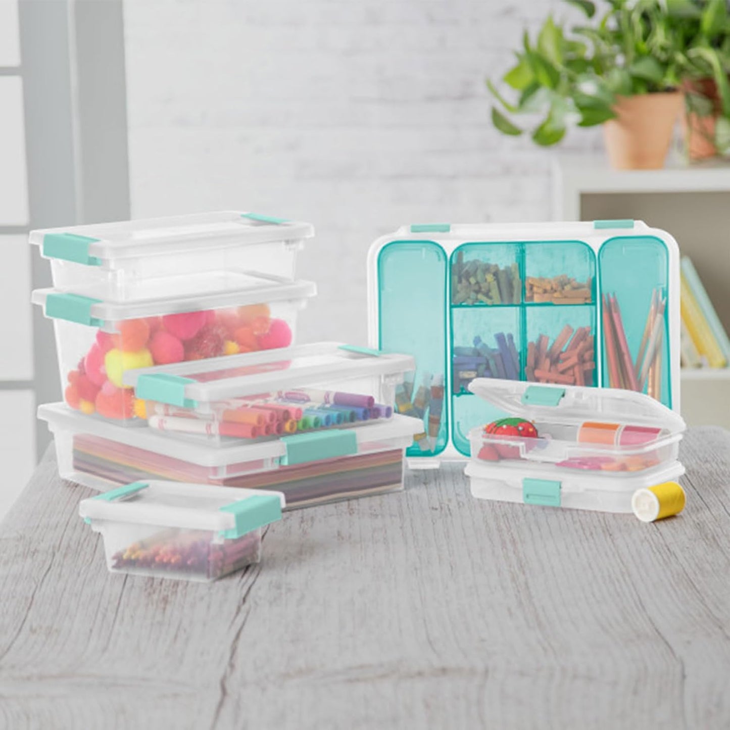 Sterilite 30-Pack Clip Box | Stackable Clear Plastic Bins with Latching Lids for Organizing Arts & Crafts
